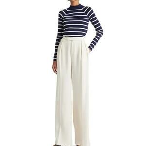 Lauren Ralph Lauren Pleated Georgette Wide Leg Pants Winter Cream, Sz 14 -- NWT